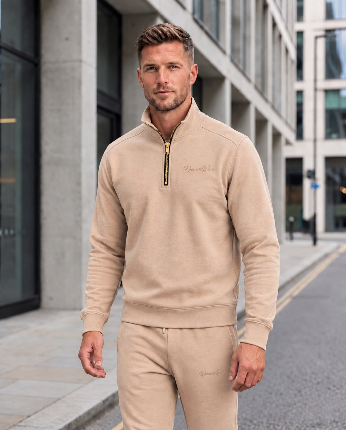 Beige Quater zipper